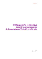 Petite approche sociologique des entrepreneurs-salariés de Coopératives d’Activités et d’Emploi