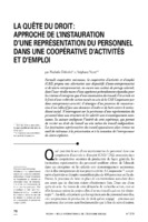 La quête du droit : approche de l’instauration d’une représentation du personnel dans une coopérative d’activités et d’emploi